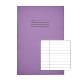 Rhino A4 Exercise Book 32 Page Feint Ruled 8mm With Margin Purple (Pack 100) - VDU014-40-6 DD